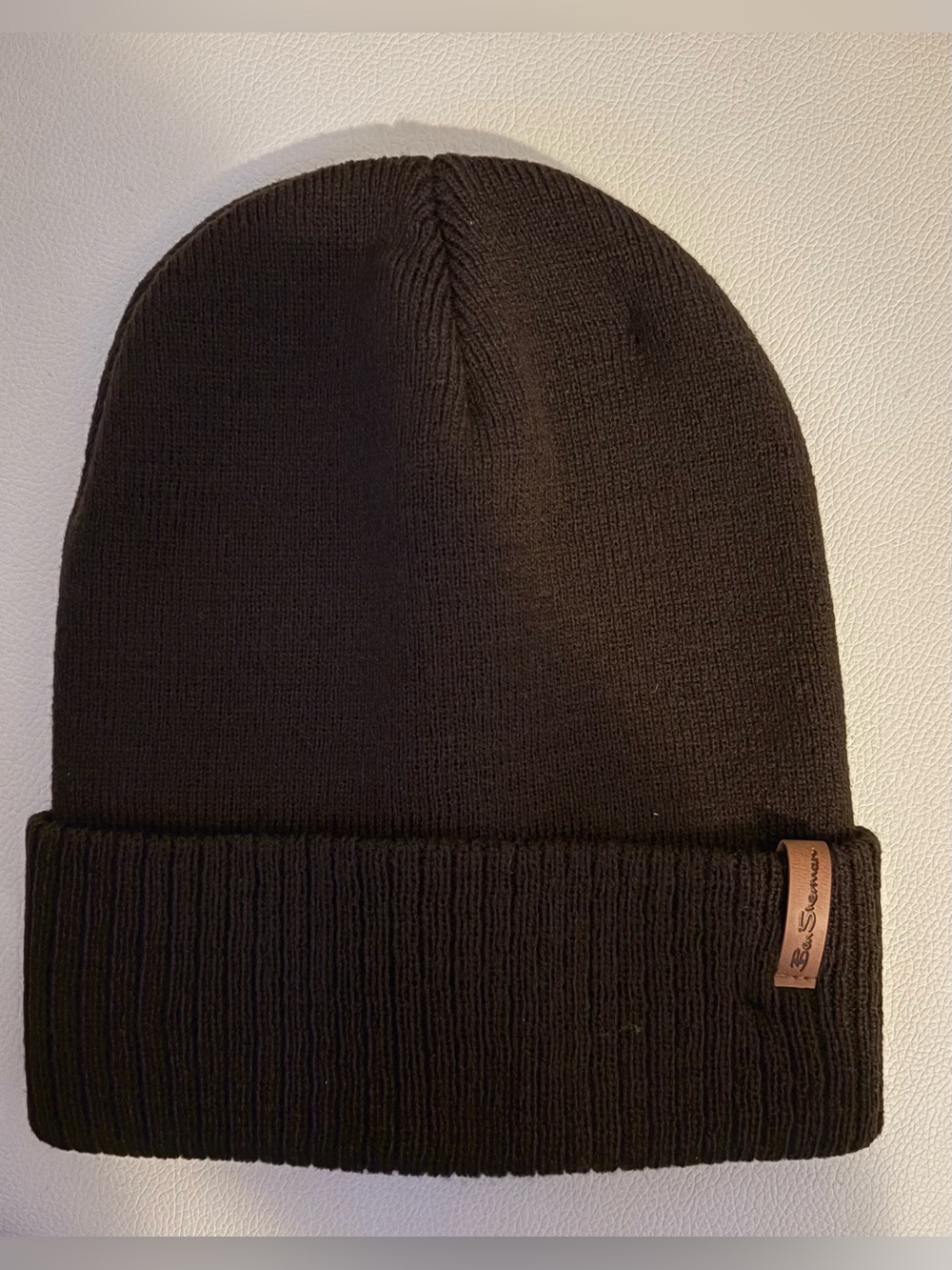 Unisex Ben Sherman Dark Brown Ribbed Knit Cuffed Beanie